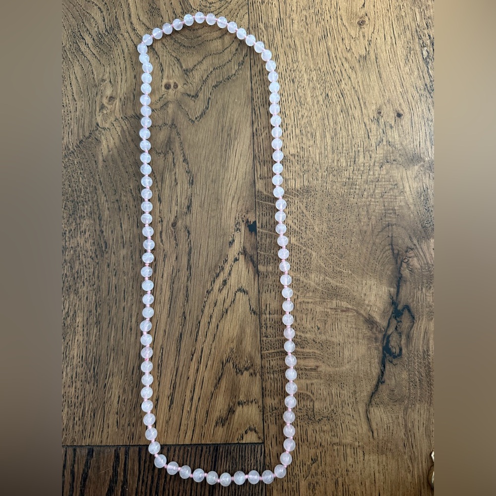 Vintage light Pink Glass Beaded Necklace